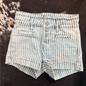 KanCan High Waist Blue and White Striped Shorts